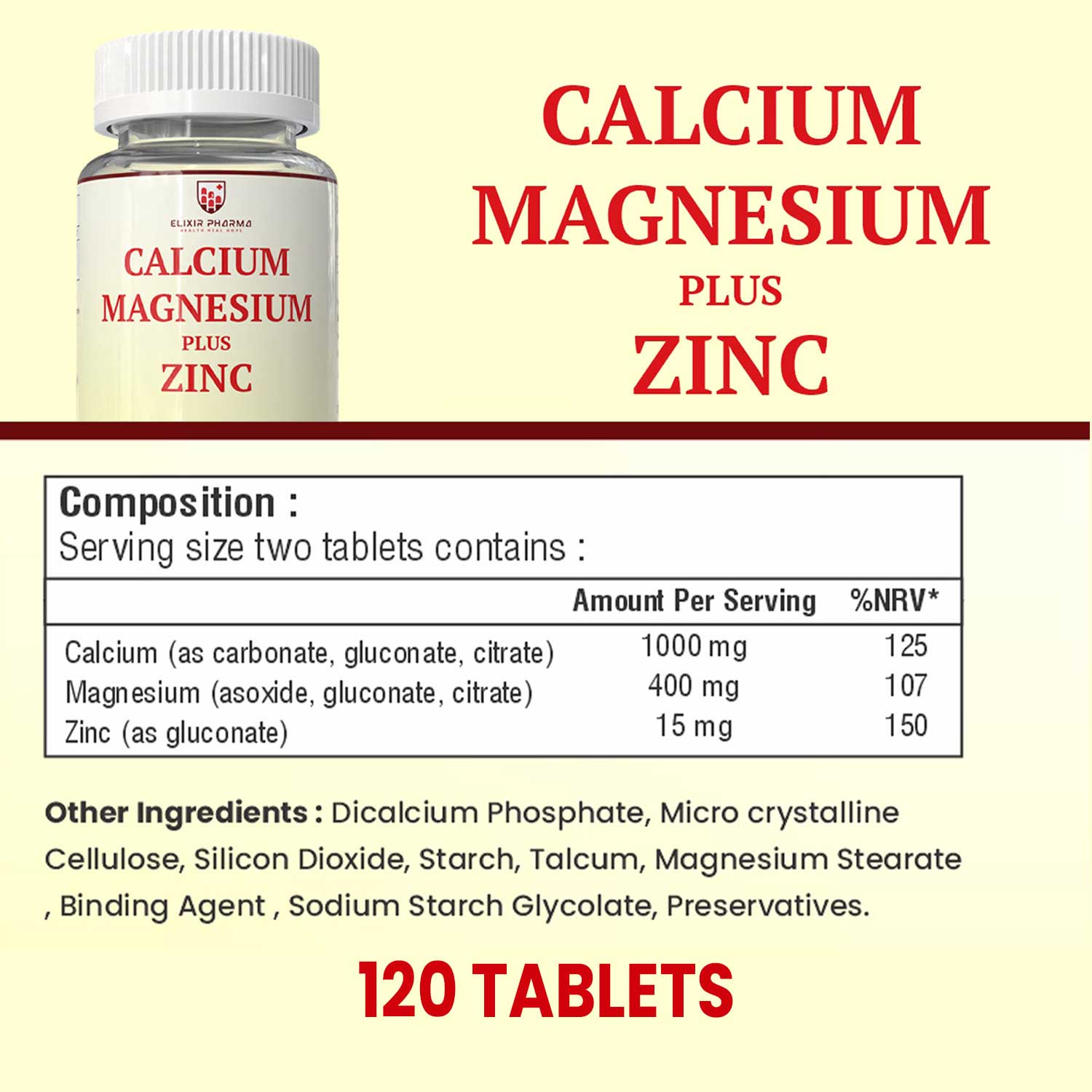 Calcium Magnesium & Zinc - Daily Bone, Muscle & Immune Support