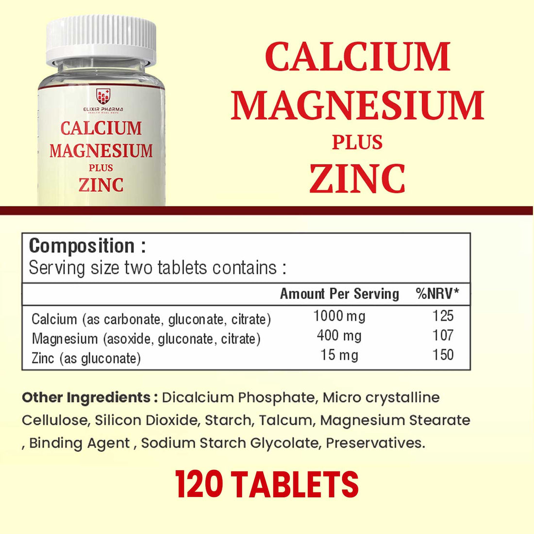 Calcium Magnesium & Zinc - Daily Bone, Muscle & Immune Support